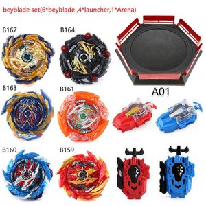 Top Beyblades Burst Bey Blade Toy Metal Funsion Bayblade Set Arena Con Launcher Scatola di plastica B167 B164 B163 Giocattoli per bambini X0528