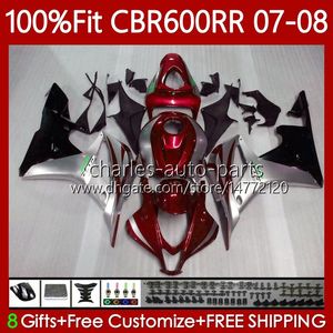 OEM Bodys For HONDA CBR 600 RR CC F5 600CC 2007 2008 Metal red Bodywork 70No.134 CBR600 RR CBR 600RR 600F5 CBR600RR 07 08 CBR600F5 2007-2008 Injection mold Fairings