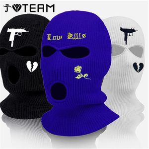1Pc Embroidery Balaclava Face masks beanies 3-Hole for Cold Weather, Winter Ski mask Men and Women Thermal Cycling Mask Christmas Gif