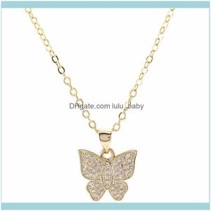 Anhänger-Schmuck, Anhänger-Halsketten, Schmuck, Insekt, Kupfer, Schmetterling, Charms, Anhänger, Zirkonia/Goldfarben, Kette für Frauen, Schmuck, Geschenk