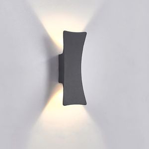 Schwarze Wand Luxuriös großhandel-Außenwandlampen Ankunft Wasserdichte LED Licht El Villa Garten Innenhof Gebogene Aluminium Lampenlampe Weiß Schwarz
