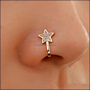 Nose Rings & Studs Body Jewelry S2553 Piercing For Women Copper Zircon Fake Ring Nail Exaggerated Simple U-Shaped Non-Perforated Clip Drop D