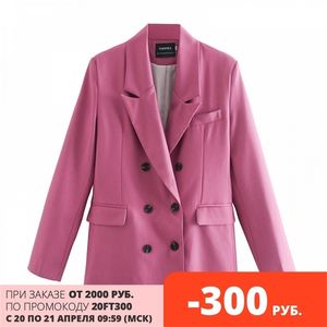 spring blazer oat women double breasted suit jacket Long Sleeve Female Outerwear Chic Tops 210421