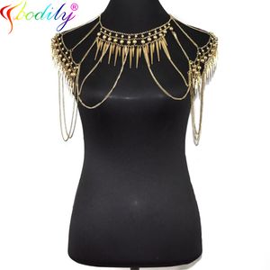 Ccbodily Böhmen Doppel Perle Bauch Körper Schmuck Frauen Sommer Sexy Bikini Strand Taille Glamour Retro Schulter Kette