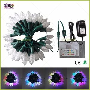 500PCS C7 / C9 10LOT Partihandel Vattentät IP68 Adressbar RGB Fullfärg DC12V WS2811 LED Jul Pixel String Light Green Wire Modules