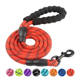 Nylon reflekterande slitstarka hundspårande utbildning som löper medium stora hundar krage leash labrador Rottweiler bly rep mångfärgat mjukt vadderat handtag jy0541