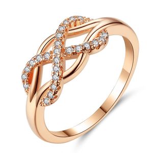 Fashion Punk Cubic Zirconia Crystal Finger Ring Woman Statement Rose Gold Wedding Party Rings Jewelry Gift