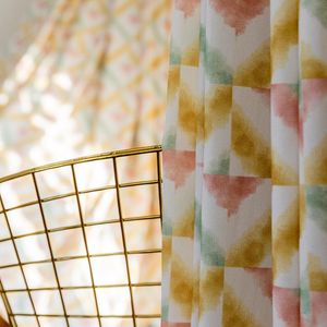 Gardin draperier [spegelbild] Moderna gardiner för vardagsrum med matsal sovrum minimalistisk polyester-bomull tryckt geometriskt mönster