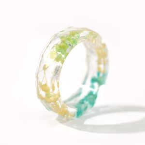 HJ55 2021 Style Epoxy Resin Ring Handmade Dreid Flowers Boho Bagues Ringen Voor Vrouwen Accessories For Women