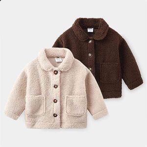 Зимняя теплая мода 2 3 4 6 8 10 лет кнопка кармана сплошной цвет утолщение кормулы куртка для детей детские мальчики 210414