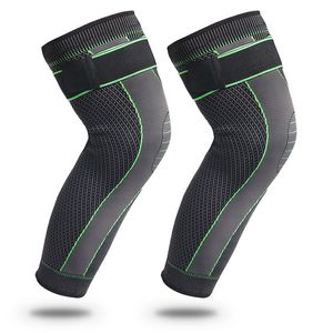 Anti-deslizamento alongamento joelheiras longas perna manga bandagem de compressão joelhos brace esportes calor pernas apoio protetor elástico