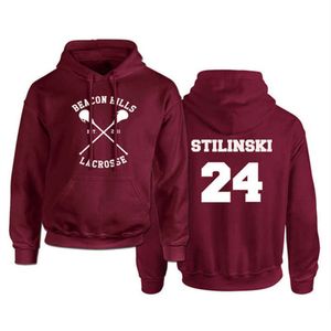 Teen Wolf Hoodie Homens Stilinski 24 Lahey McCall Pullover Masculino Impressão Masculino Cópia Vermelho Com capuz Mens Hoodies Hip Hop Hoddies Streetwear 210927