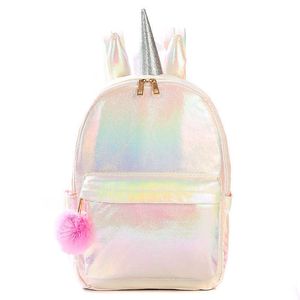 Unicorn School Bags PUの女性のバックパックポリエステル防水ブックバッグPOM因果模様の旅行バックパックx0529