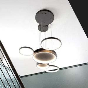 Moderna combinazione di cerchi minimalisti Lampada a sospensione a led per soggiorno Sala da pranzo Lampadario a soffitto bianco Lampade per decorazioni per la casa