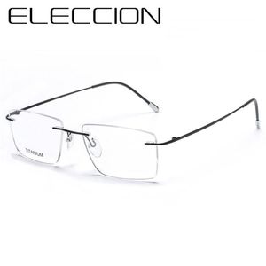 Fashion Sunglasses Frames ELECCION Man's Spectacles Frame 2021 Titanium Rimless Glasses Myopia Optical Clear Lens Male Prescription Eyewear