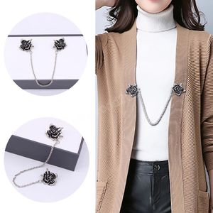 Vintage Rose Shape Shape Shawl Clips Mulheres Cardigan Collar Metal Clipe Shawl Vestido Pin Broche Botões Fivelas Roupas Pins