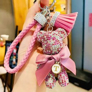 11 color 2021 Luxury designer Keychain Full Rhinestone diamond Cartoon Bear Crystal Keychains Ring Holder Pendant Bag Women's2015