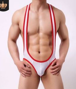 Gay Sexy Underkläder Mens Bodysuit Jockstrap Bodywear Wrestling Singlet Leotard Jumpsuits Suspender Teddies Underbyxor