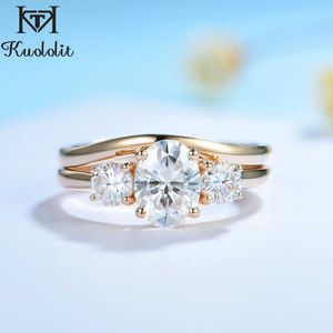 585 k k gul gulduppsättning Ring för kvinnor ct Oval Luxury Band för förlovnings årsdagen bröllop