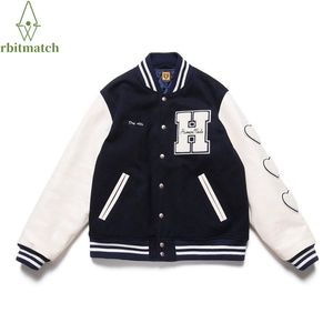 Хип-хоп варьистость куртка мужские пушистые буквы вышивка цвет блокировки куртки колледжа женские хараджуку бейсбольные пальто унисекс 211029