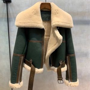 Winter Jacket Thicken Women Parka Large lapel Warm Lamb velvet Short Coat Plus size 5XL Motorcycle Windproof Loose Outwear