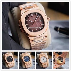 High Quality Watches 5711/1R-001 40mm CAL.324 Autoamtic Mens Watch Sapphire Crystal Brown Blue Black White Dial Rose Gold Bracelet Sports Gents Wristwatches