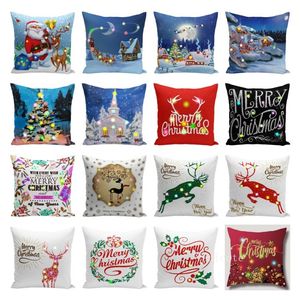 Färgrik LED Santa Claus Pillow Case Elk PillowCase Creative Printing Super Soft Short Plush Cushion Cover T2I52701