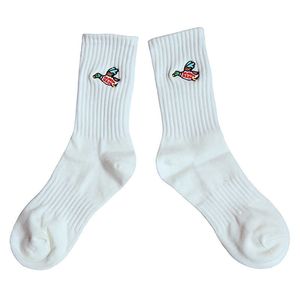 Sports, casual 2 pairs of human21ss duck embroidery cotton towel bottom sports men's and women's socks