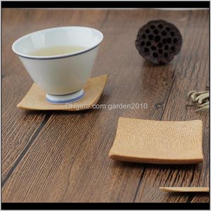 Mats Pads Naturalny bambusa Coaster Count Cup kwadrat Kung Fu Teacup Mat Herbata Akcesoria WB1066 XFOEP NC92M