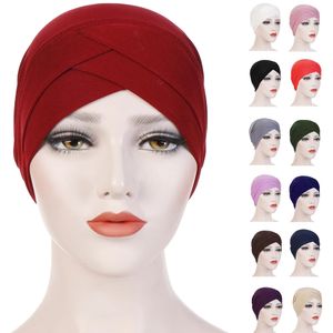 Indian Muzułmańskie Kobiety Hidżab Stretch Turban Hat Głowy Szalik Wrap Wyciek Włosów Rak Chemo Czapka Islamska Beanie Bonnet Headwear Pokrywa Nowy