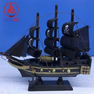 Pirates Crafts toptan satış-Luckk cm Karayip Korsan Ahşap Model Gemiler Deniz Ev İç Dekorasyon Deniz Ahşap El Sanatları Odası Yaratıcı Yelkenli Heykelcik