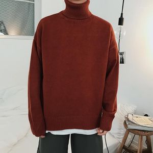Men s Sweaters Men Turtleneck Sweater Autumn Winter Knitted Pullovers Solid Jumper Basic Knitwear Clothes Man Red White Black Christmas