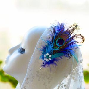 ピン、ブローチメンズスーツブローチブルーグリーンフェザーラベルピンBuquet Boutonniere Corsage Lapel男性ロングピンYM-012