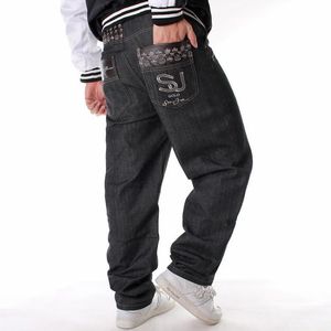 Erkek Kot Hip Moda Hop Gevşek Fit Düz Erkekler Kaliteli Rahat Baggy Artı Boyutu Erkek Streetwear Dans Kot Pantolon Sonbahar