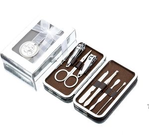 Manicure Conjunto Prego Clippers Pedicure Kit Partido Favor Presente de Aço Inoxidável com Belo Caso Presentes Chuveiro Givaaways RRB11622