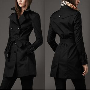 Höstmärke Kvinnor Trench Coat Long Windbreaker Europe America Fashion Trend Dubbelbröst Slim W8 211018