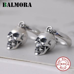 BALMORA Pure 925 Sterling Silver Skull Ear Orecchini con perno per le donne Uomini Vintage Fashion Thai Argento Orecchino Gioielli Brincos Regalo 220211