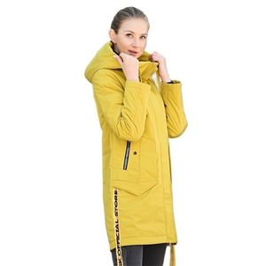 Yüksek kaliteli kadın ceket ilkbahar sonbahar moda rahat ince parka Avrupa rüzgar geçirmez uzun kapitone kapüşonlu kadın ceketler 210916