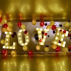 Signo De Amor Llevado al por mayor-Artículos de la novedad Alfabeto Carta LED LED Luz Luz Marqueste Muestra Número Lámpara Decoración Dormitorio Boda Cumpleaños Decoración de Navidad