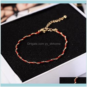 Link, Bracelets Jewelrylink, Chain Yun Ruo Fortunate Red Line Bracelet Woman Gift Rose Gold Color Fashion Titainum Steel Jewelry Never Fade