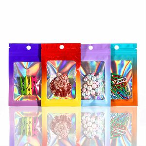 4 Colors Unique Matte Aluminum Foil Zip Lock Gift Bags Frosted Window Resealable Jewelry Trinkets Nail Stickers Eyelashes Beads Powder Display Pouches