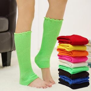 Women Autumn Leg Warmers Solid Color Knitted Stretch Outdoor Knee High Elastic Loose Leg Warmers Lady Warm Stockings