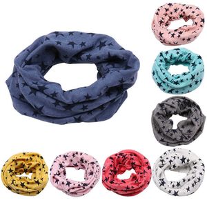 1pc pojke tjejer bomull halsduk ringar pentagram tryckta varma sjal barn o-ring neckerchief print stjärna rosa gula kvinnor wraps