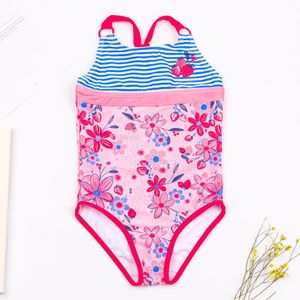 Flower Reteckwork Crianças Swimsuit 2-8 Anos Crianças Meninas Uma Peça Swimwear Swimwear Swimsuits Kid Swimsuits Girl Monokini Mau