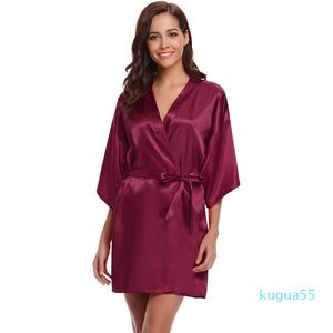 Indumenti da notte da donna Kimono Accappatoio Abito da donna in raso di seta Camicia da notte Intimo Lingerie Oversize Solid Sposa Damigella d'onore Abito da sposa