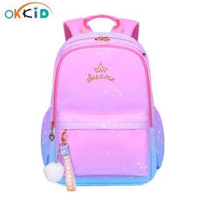 Sacos de escola Okkid para meninas adolescentes Kawaii escola mochila moda moda azul rosa mochila packpack à prova d'água 210809