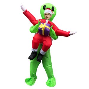 Mascot CostumesNew Christmas Green Alien costume Adult Funny Inflatable Santa claus Costume Monster Suit Party Carnival Costumes New Year 20