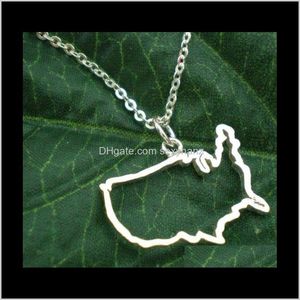 & Pendants Jewelry Drop Delivery 2021 10Pcs Outline United States Map Pendant Necklace Geometric Usa Silhouette American Country Nation Conti