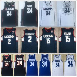 NCAA Connecticut Huskies College Ray 34 Allen Jerseys Jesus Shuttlesworth Lincoln High School Basketball Uconn Huskies Kemba 15 Walker 2 James Bouknight Shirt