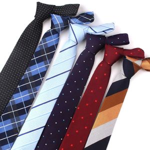 New Jacquard Plaid Tie for Men Women Polyester Striped Neck for Wedding Business Adult Suits Skinny s Slim Necktie